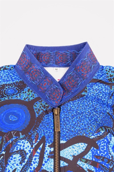 Customized blue half chest zipper dye sublimation polo shirt metal zipper collar full piece printed polo shirt dye sublimation factory P1430 back view